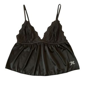 Juicy Couture Y2K Satin Lace Babydoll Cami Top Black Women’s Large
